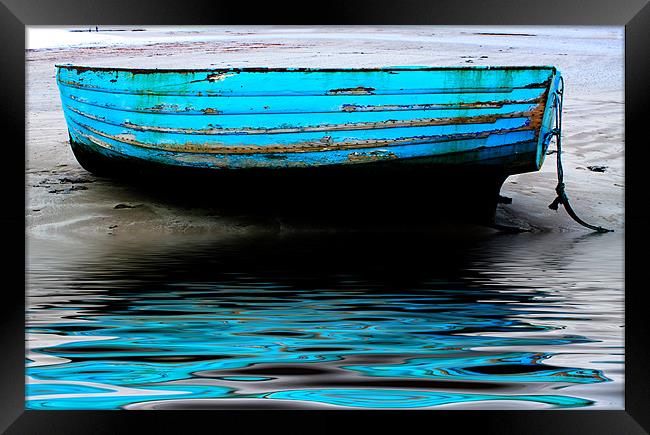 Blue Boat at Beadnell Beach Framed Print by Ian Jeffrey