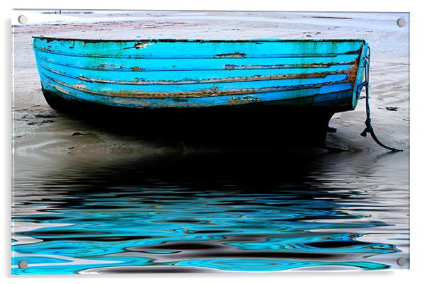 Blue Boat at Beadnell Beach Acrylic by Ian Jeffrey