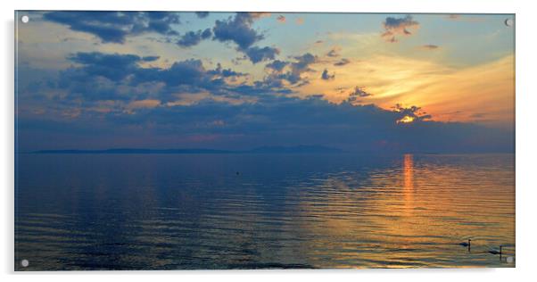 Arran sunset panorama Acrylic by Allan Durward Photography