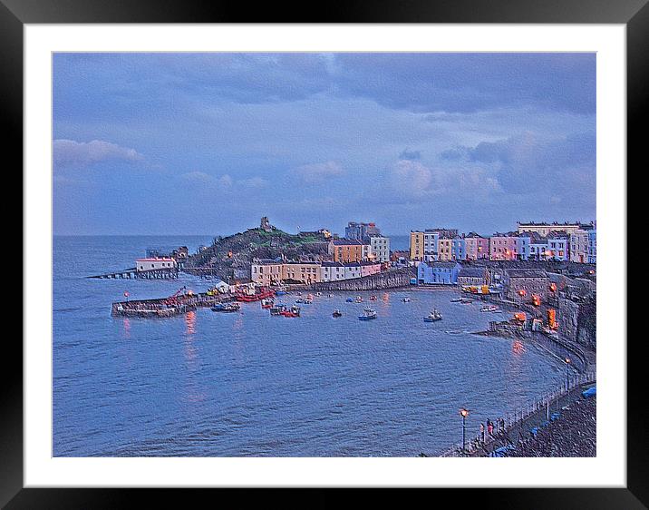 Tenby Harbour High Tide.Wales. Framed Mounted Print by paulette hurley