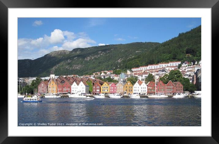 Bryggen Reflections  Framed Mounted Print by Shelley Tudor