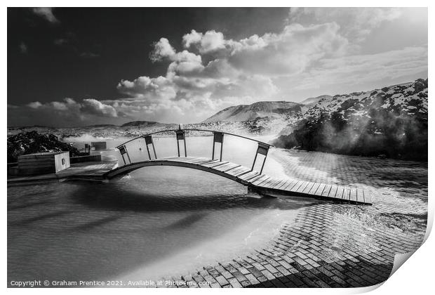 Bridge at Blue Lagoon, Iceland Print by Graham Prentice