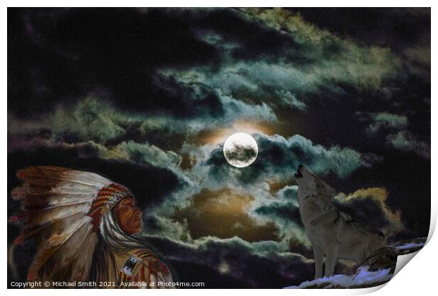 Wolf Moon Print by Michael Smith