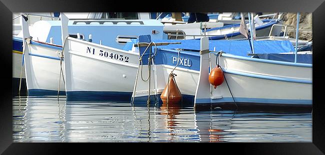blue & white boats Framed Print by Andy Wager