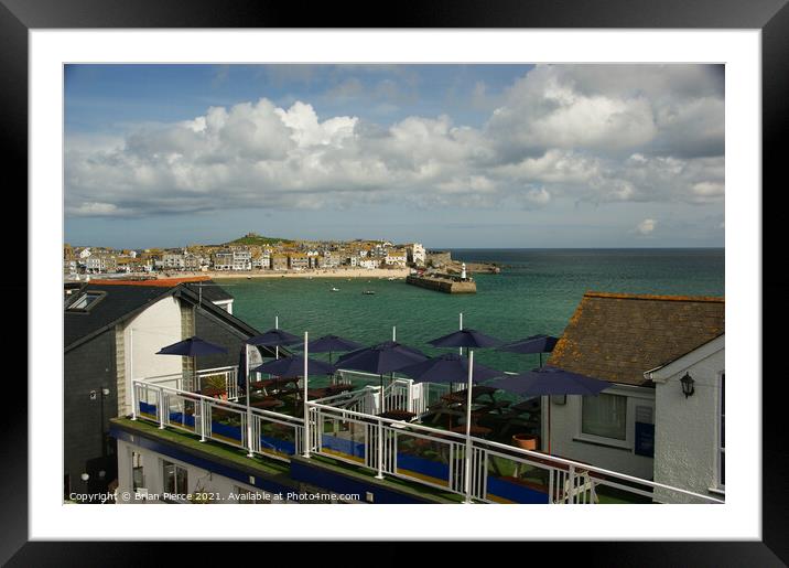 St Ives Harbour and the Pedn Olva Hotel  Framed Mounted Print by Brian Pierce