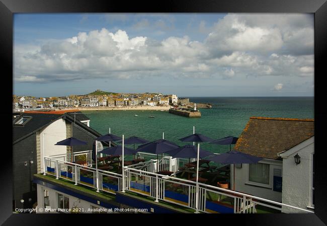 St Ives Harbour and the Pedn Olva Hotel  Framed Print by Brian Pierce