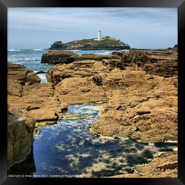 Godrevy lighthouse, Cornwall Framed Print by Brian Pierce