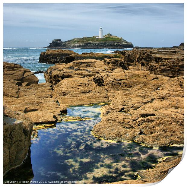 Godrevy lighthouse, Cornwall Print by Brian Pierce