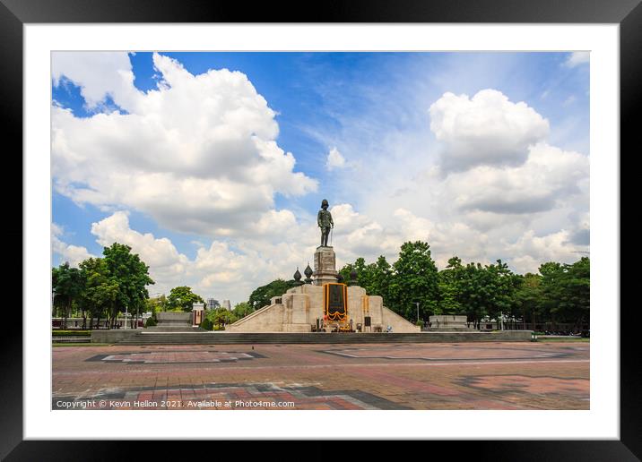 Statue of King Rama IV outside Lumphini park, Bangkok, Thailand. Framed Mounted Print by Kevin Hellon