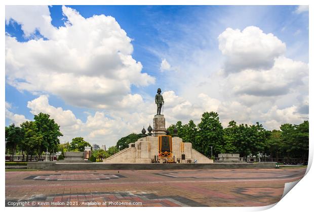 Statue of King Rama IV outside Lumphini park, Bangkok, Thailand. Print by Kevin Hellon