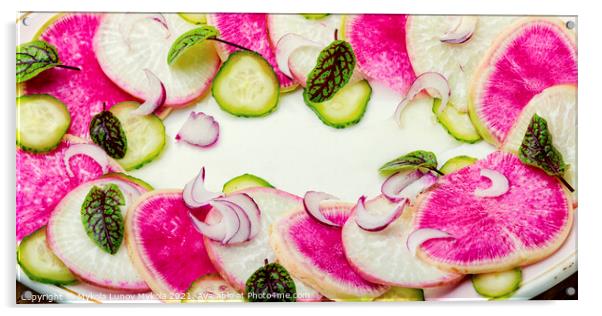 Daikon and radish salad Acrylic by Mykola Lunov Mykola