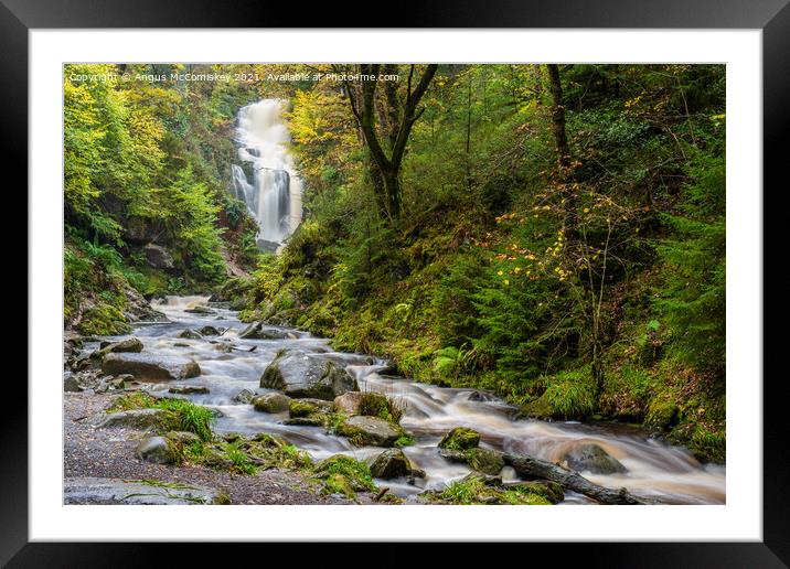 Queen Elizabeth Forest Park waterfall, Aberfoyle Framed Mounted Print by Angus McComiskey