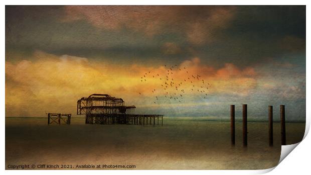 Brighton West Pier Print by Cliff Kinch
