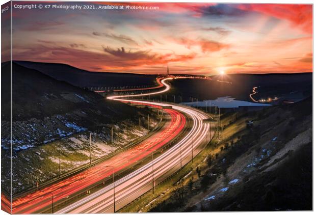 M62 - Motorway Over The Pennines Canvas Print by K7 Photography