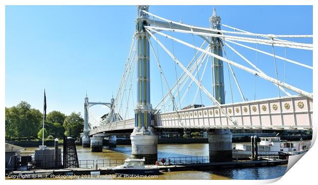 Albert Bridge, London Print by M. J. Photography
