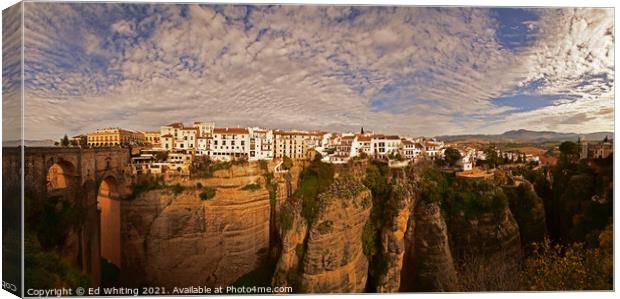 Ronda, a beautiful hill top town in Spain Canvas Print by Ed Whiting