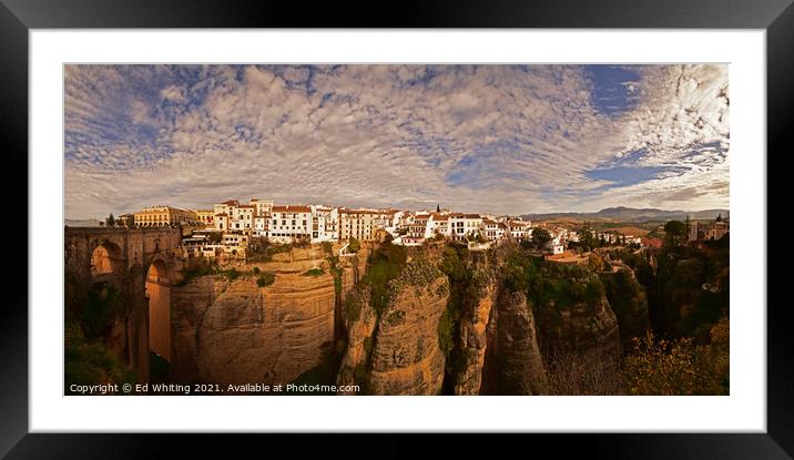 Ronda, a beautiful hill top town in Spain Framed Mounted Print by Ed Whiting