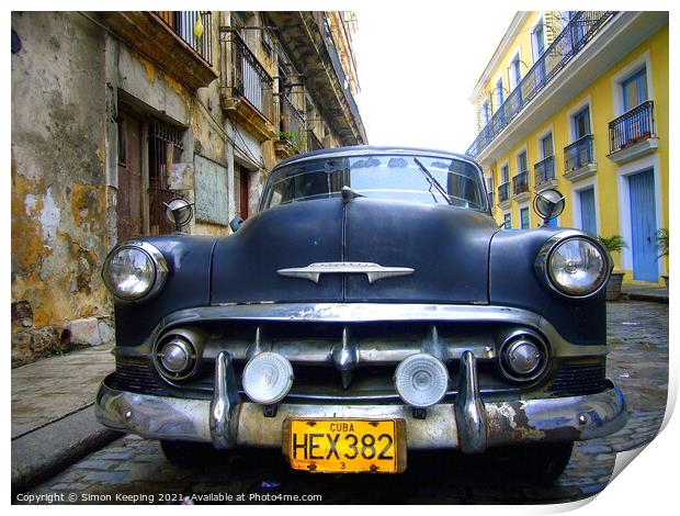 CLASSIC CHEVY IN CUBA Print by Simon Keeping