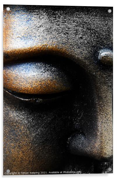 DETAIL OF MEDITATING BUDDHA Acrylic by Simon Keeping