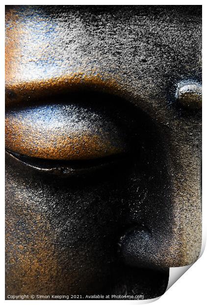 DETAIL OF MEDITATING BUDDHA Print by Simon Keeping