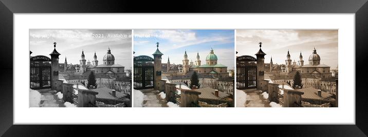 Monochrome, Color, & Sepia view of Salzburge Framed Mounted Print by Philip Brown