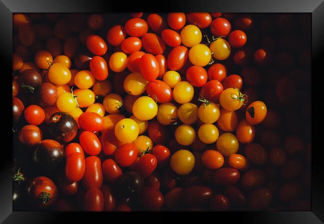 Texture of many cherry tomatoes Framed Print by Sol Cantero