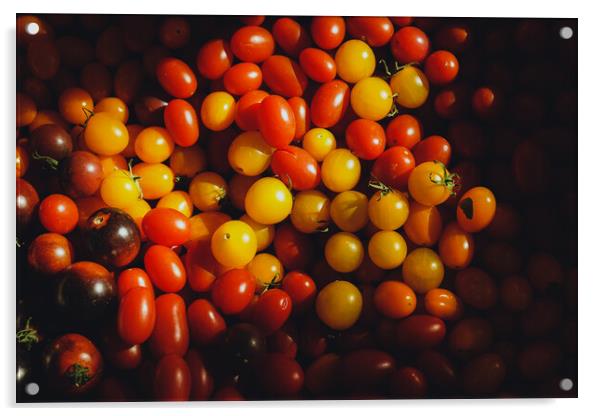 Texture of many cherry tomatoes Acrylic by Sol Cantero
