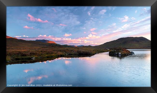 Sunset at Loch Nah Achlaise,Scottish highlands, Framed Print by jim Hamilton