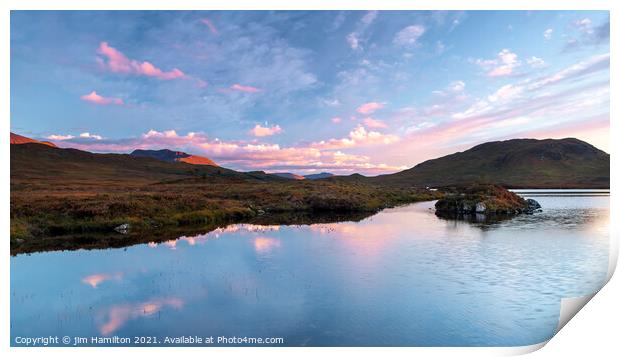 Sunset at Loch Nah Achlaise,Scottish highlands, Print by jim Hamilton