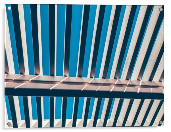 Stripped image of a wooden roof in a terrace Acrylic by Sol Cantero