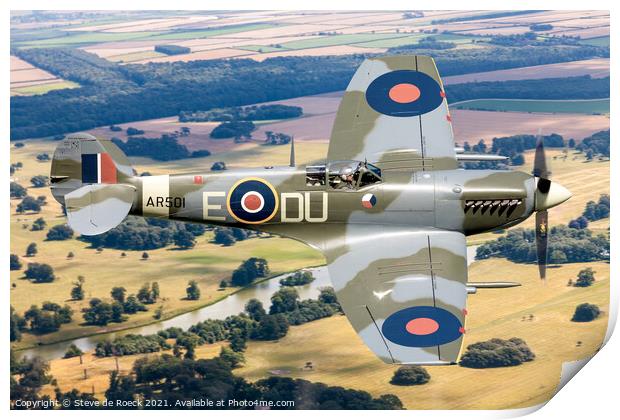 Spitfire Over Norfolk Print by Steve de Roeck