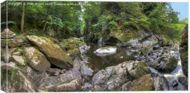 Rocky stream in the Fairy Glenn, Wales Canvas Print by Philip Brown