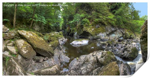 Rocky stream in the Fairy Glenn, Wales Print by Philip Brown