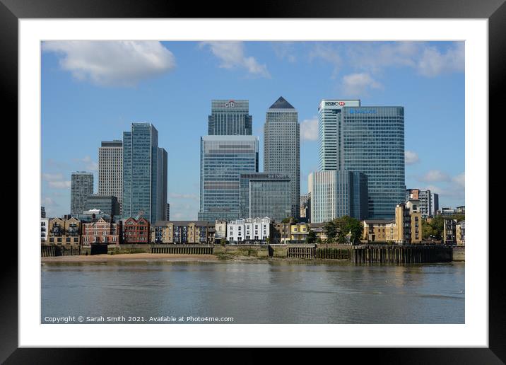 Canary Wharf from North Greenwich Framed Mounted Print by Sarah Smith