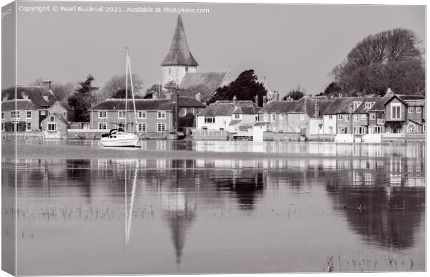 Bosham Reflected in Chichester Harbour West Sussex Canvas Print by Pearl Bucknall