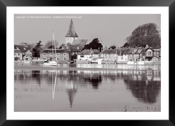 Bosham Reflected in Chichester Harbour West Sussex Framed Mounted Print by Pearl Bucknall