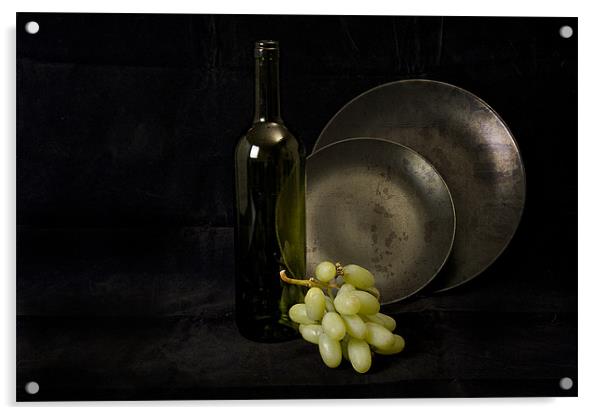 Grapes and plates Acrylic by Andy Wager