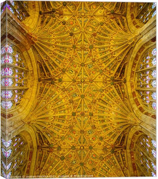 Presbytery Ceiling in Sherborne Abbey Canvas Print by Graham Prentice