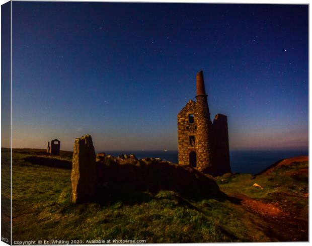 Botallack at night Canvas Print by Ed Whiting