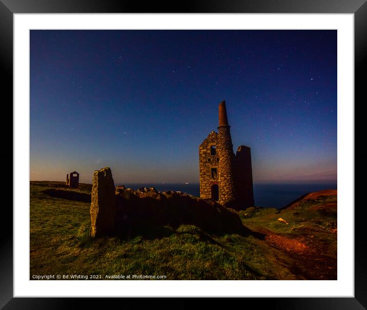 Botallack at night Framed Mounted Print by Ed Whiting