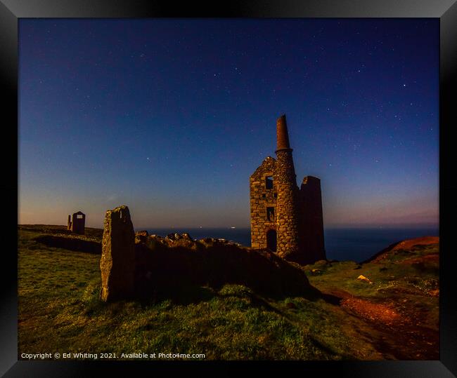 Botallack at night Framed Print by Ed Whiting