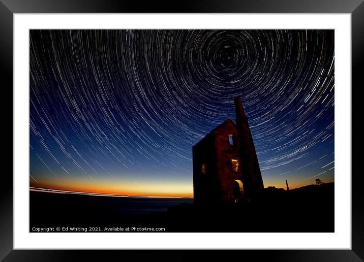 Srar Trails over Wheal Owles, Cornwall Framed Mounted Print by Ed Whiting