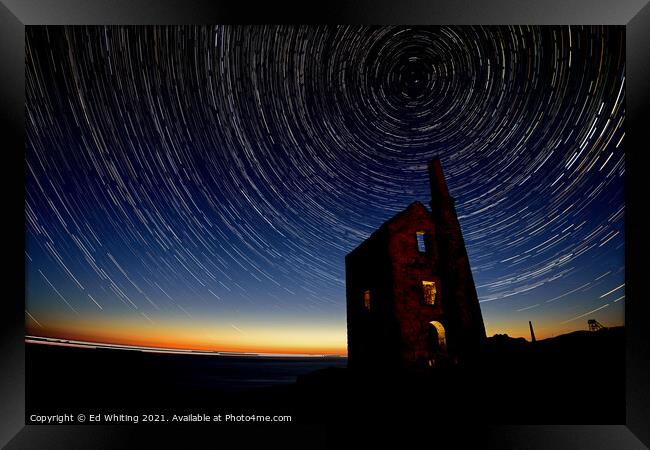 Srar Trails over Wheal Owles, Cornwall Framed Print by Ed Whiting