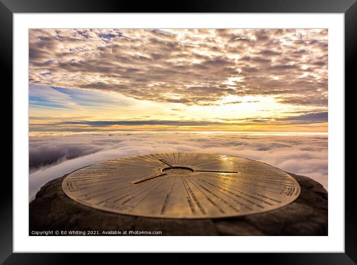 The top, the trig point on the actual summit with  Framed Mounted Print by Ed Whiting
