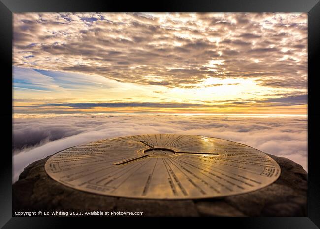 The top, the trig point on the actual summit with  Framed Print by Ed Whiting