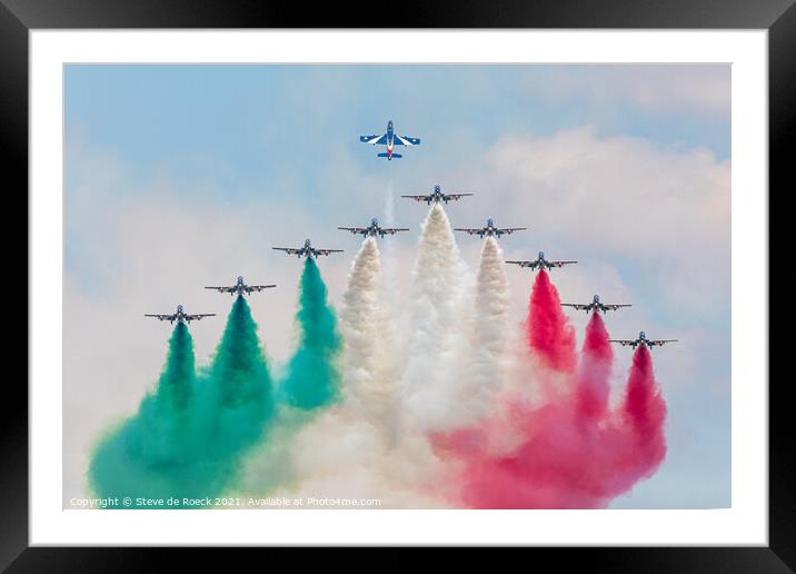 Frecce Tricolore Formation Diplay Framed Mounted Print by Steve de Roeck