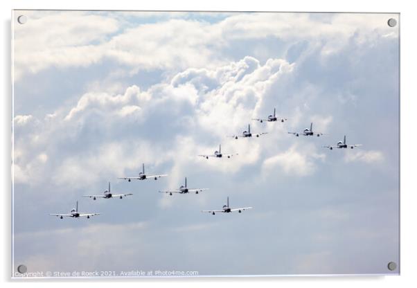 Frecce Tricolore Depart In Formation Acrylic by Steve de Roeck