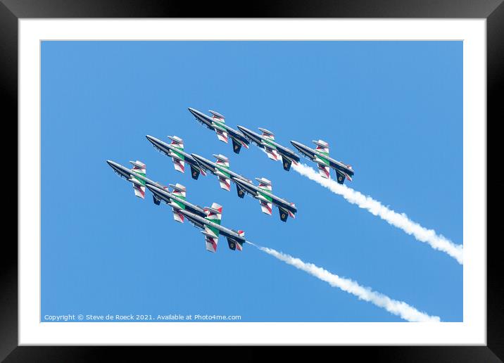 Frecce Tricolore Inverted Flyby Framed Mounted Print by Steve de Roeck