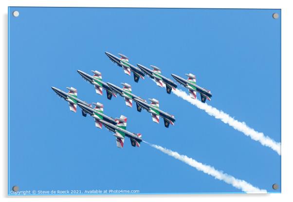 Frecce Tricolore Inverted Flyby Acrylic by Steve de Roeck