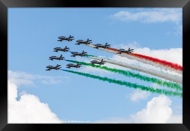 Frecce Tricolore Italian Display Team Show Their C Framed Print by Steve de Roeck